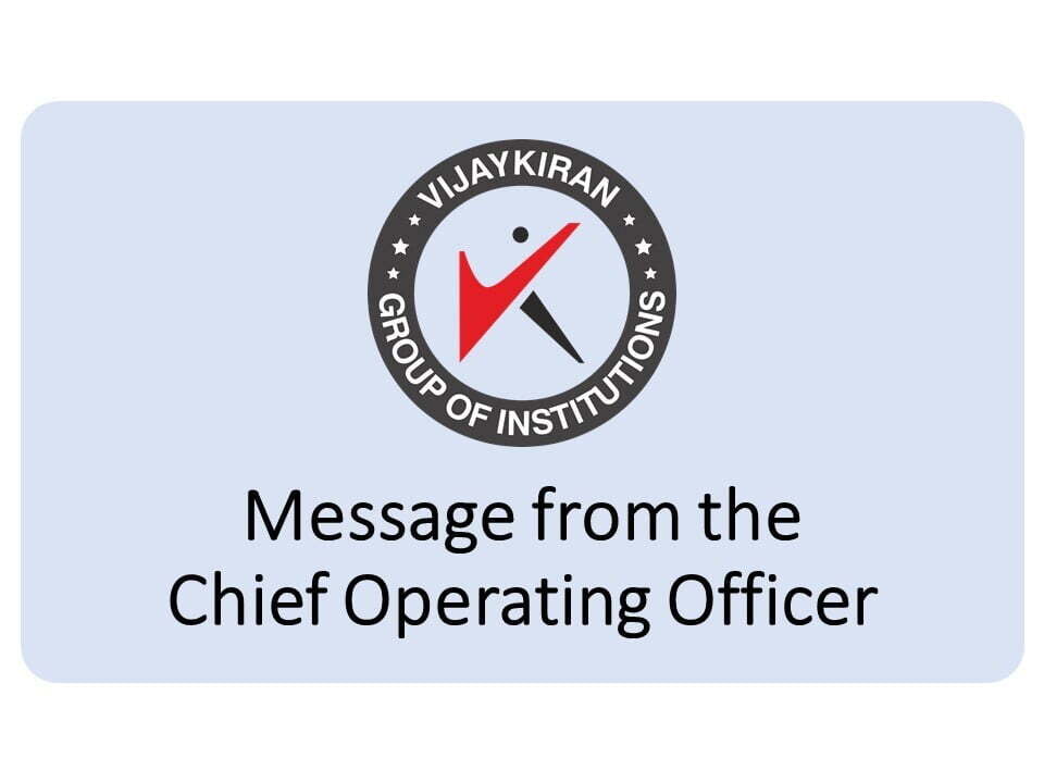 Welcome Note from the Chief Operating Officer 
